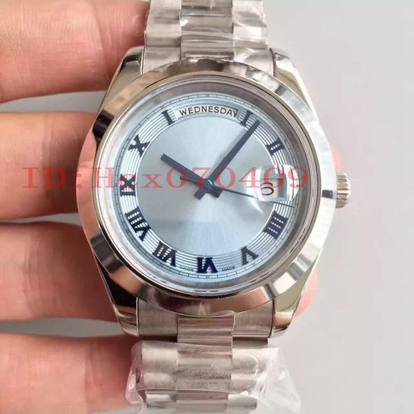 

men's wristwatch 41mm date 228206 ice blue dial cal. 2836 movement eta automatic 316l steel luxury mens watch, Slivery;brown