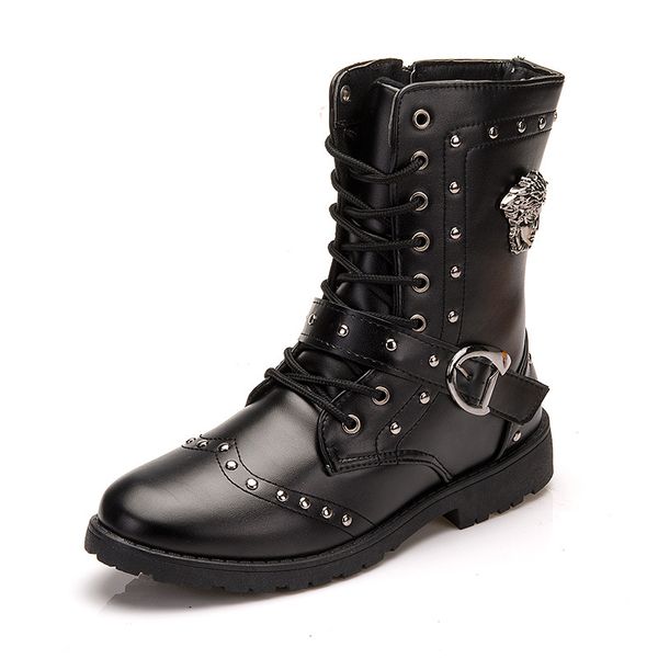 

men's motorcycle boot male 2019 men's rubber boots summer high boots for men construction male, Black