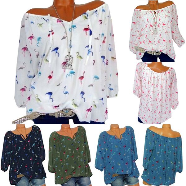 

Womens Ladies V Neck Summer Blouse T-Shirt Lace Up Casual Loose Tops Plus Size