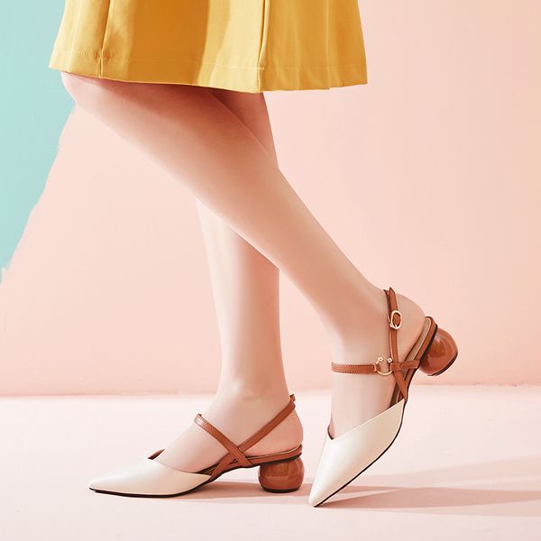 

2020 strange heels pumps women buckle pointed toe shoes narrow band slides fashion heel shoes big size 34-41 zapatos de mujer, Black