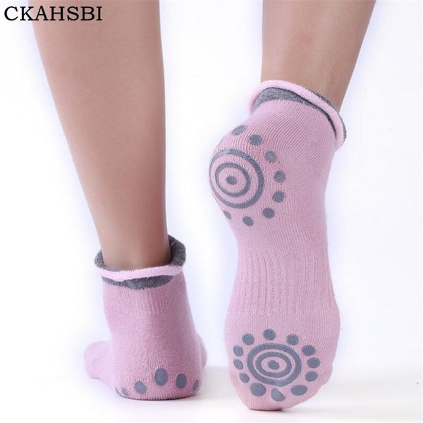 

ckahsbi black women cotton yoga socks fitness women professional yoga anti slip rubber dots sports indoor exercise