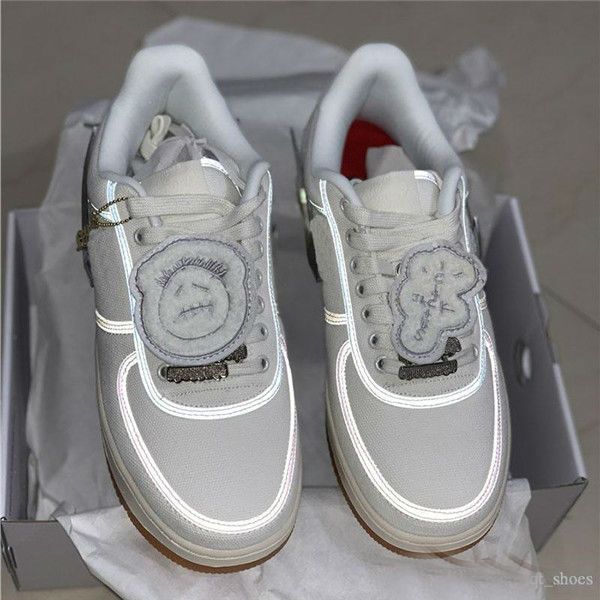 

forces low 1 x travis scott white skateboard running shoes 3m reflective forced one casual sneakers