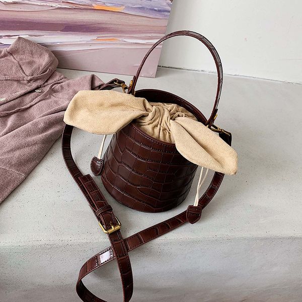 

qiuyin summer bag fashion pu women's/female shoulder bag leather crossbody cute purse no zip bucket purse handbag