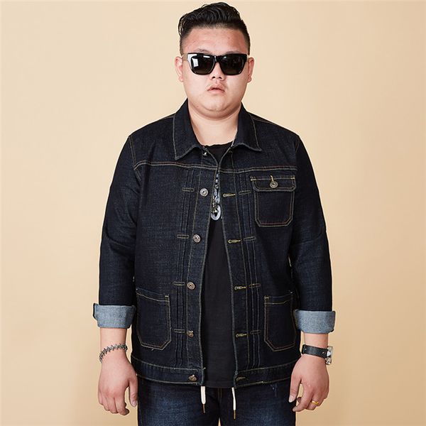

autumn spring denim jacket men ripped cowboy jackets coat male slim fit solid casual coats cotton black plus size 8xl,7029, Black;brown