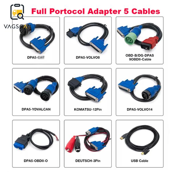 

portocol adapter 5 universal diesel truck diagnostic tool cable