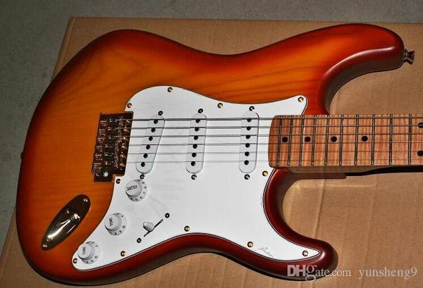 akçaağaç kaplan s ahşap boyun beyaz Pickguard elektro gitar, ücretsiz nakliye ile yüksek kalitede renkli katı cisim