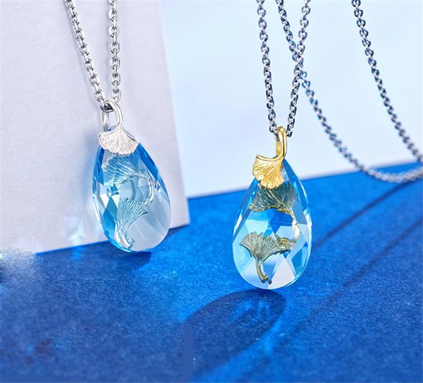 

anime love and producer bai qi ginkgo leaf pendant necklace 925 silver jewelry cosplay prop decor collection jewellery for women