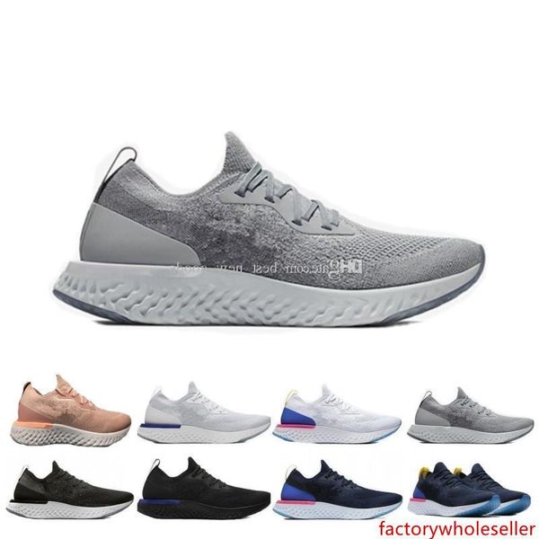 

new epic react mens womens running shoes black white blue instant fly breathable designer sports sneakers shoes size eur 36-45