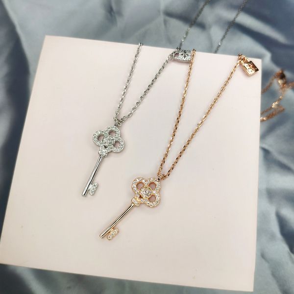 

singapore rose gold color small lock key shape design ladies necklace luxury personality creative wild net red ladies necklace jewelry, Silver
