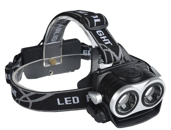 

dhl t6 led headlamp headlight ultra bright 30000lm zoom hunting double head light usb rechargeable 2led torch head lamp
