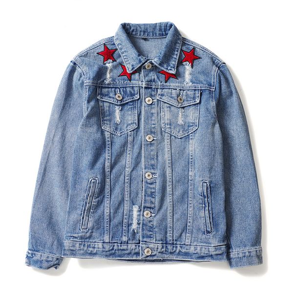 

2018 brand men's denim jacket fashion jeans jackets slim fit casual streetwear virgin hole men jean clothing, Black;brown