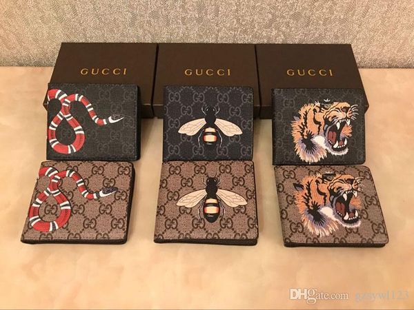 

Loui 13 gucci 13 bag men animal hort wallet men leather nake tiger bee wallet for men pur e men wallet with brown box