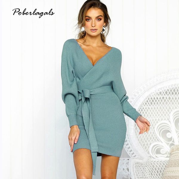 

autumn winter dress 2018 women's v neck casual long sweaters dress knitted sweater jumpers ladies pullover women pull femme, White;black