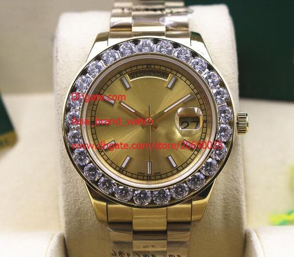

wristwatches 116660 41mm president yellow gold golden dial bigger diamond automatic mens men's watch watches, Slivery;brown