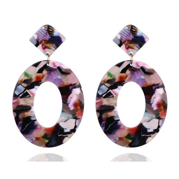 

wholesale acrylic dangle chandelier earrings design pattern acetate plate exotic studs circle hoop earring women fashion jewelry, Silver