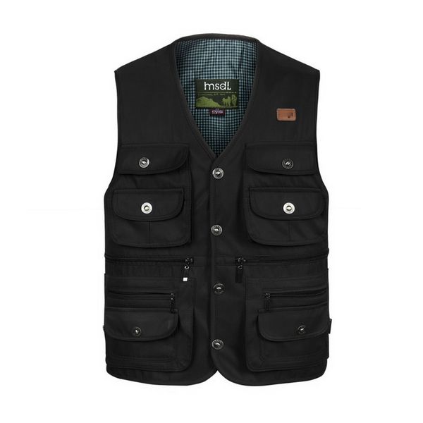 

pocket button vest for summer fashion cargo pgrapher work black green male sleeveless jacket, Black;white