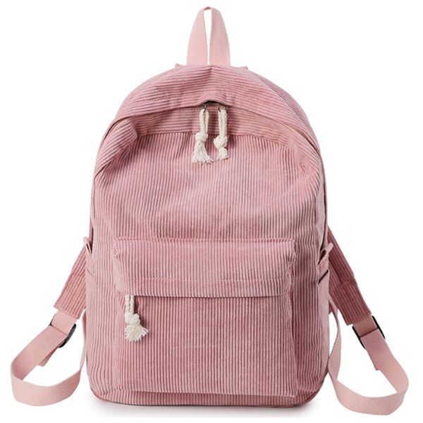 

fggs-backpacks women corduroy backpack softback solid bag fashion soft handle rucksack school bag for girls