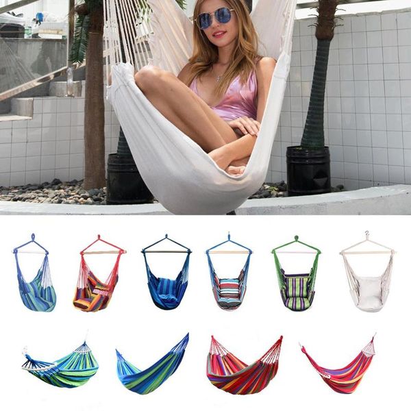 

outdoor hammock hanging rope chair swing chair seat with 2 pillows for garden outdoor sport travel camping picnic use men women