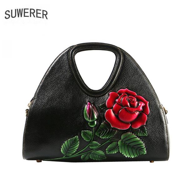 

suwerer women genuine leather handbags quality luxury handbags fashion cowhide embossing bag designer bags women