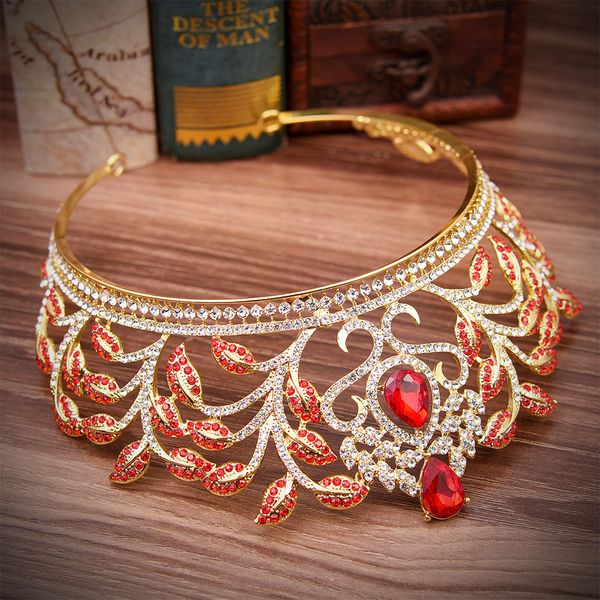 

wedding party 14x7cm tiaras beaded flower leaf headwear of bride crown diamond headwear for bride acting initiation graduation zg-6, White;golden