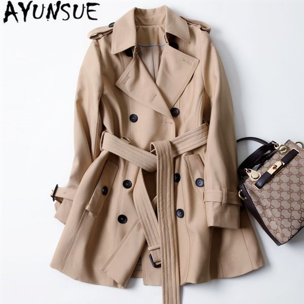 

women's windbreaker long trench coat for women clothes 2020 double breasted spring autumn slim fit chaqueta mujer jy-b632 j4164, Tan;black