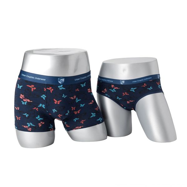 

lovers' transparent packaging box yuan ye middle waist modier cotton soft men's underwear women's underwear, Black;white