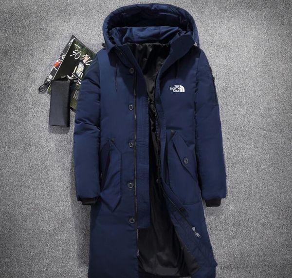 

New the north winter men down jacket parka long keep warm goo e down coat oft hell hat thick outdoor doudoune face male bomber jacket, Black