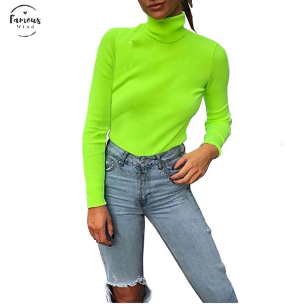 

fashion women turtuleneck knitted sweater women fluorescent green autumn winter casual long sleeve sweater pullovers drop shipping, White;black
