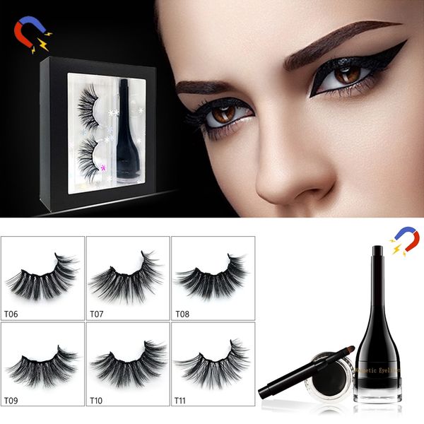 

new 1pair magnetic eyeliner+magnet false eyelash set false eyelashes natural long curl