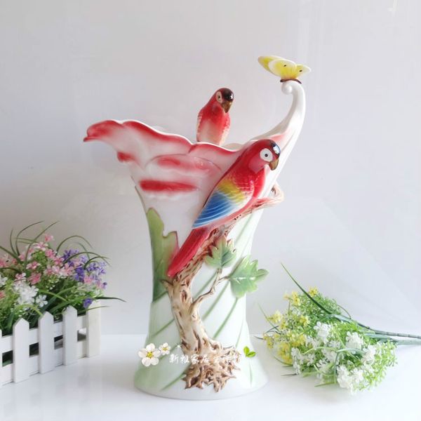 

creative ceramic parrot flowers vase flower pot home decoration accessories crafts room decoration wedding vase bird ornaments
