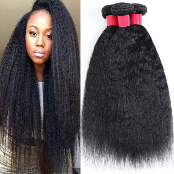 Brazilian Human Hair Weave 4bundles Yaki Straight Virgin Hair