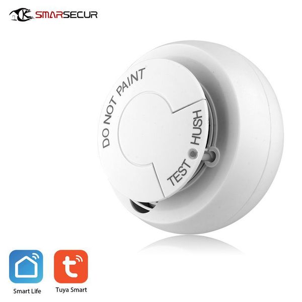 

2019 smart home wifi smoke detector smoke sensor network alarm for home and office security surveillance hight quality, Black;white