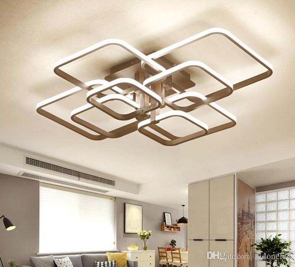 

квадратный круг кольца потолочные светильники для гостиной спальни дома ac85-265v современные светодиодные потолочные светильники светильник