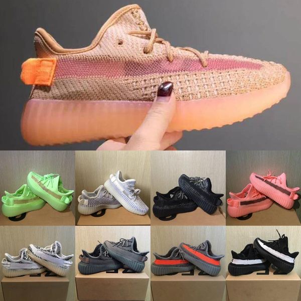 

new kids shoes kanye west v2 running shoes reflective beluga 2.0 zebra sneakers clay baby boy girl toddler trainer sneaker black red