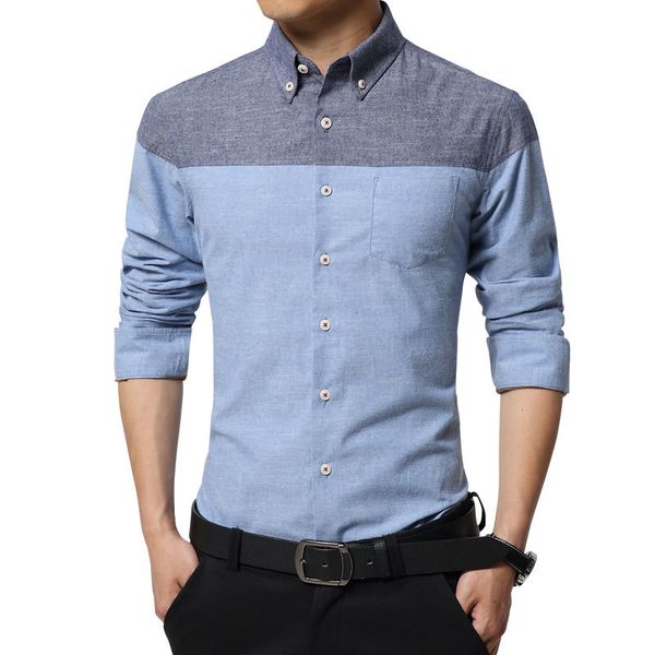 

сорочка homme camisas hombre vestir лоскутная sanded ткань хлопка с длинным рукавом повседневная мужчины рубашка одежда камиза социальный ma, White;black