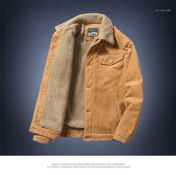 

corduroy long sleeve casual keep warm soild color lapel neck coats winter designer mens cotton coat fashion, Black;brown