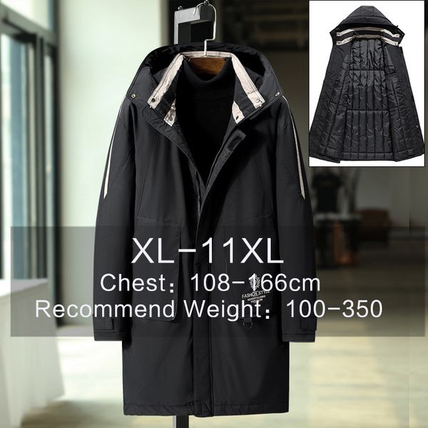 

plus 10xl 9xl 8xl 7xl 6xl 2019 new winter down jackets fashion long overcoat men winter parka men's outwear jackets, Black