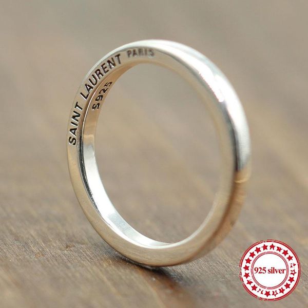 

s925 серебряное кольцо персонализированных классический стиль моды простая гладкая пара кольца простые украшения, чтобы отправить подарок лю, Silver