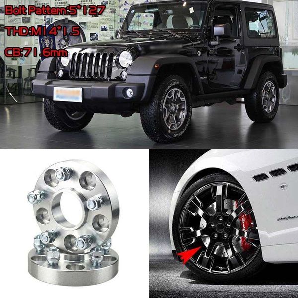 

4pcs 1" wheel spacers adapters 5 lug 5x5"/5x127-14x1.5 studs for jeep wrangler