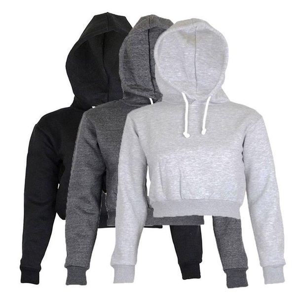 

women s clothing styles short hooded hoodies pullover womens sweatshirts plain crop hoodie fullength sleeves sweatshirt hangover, Black