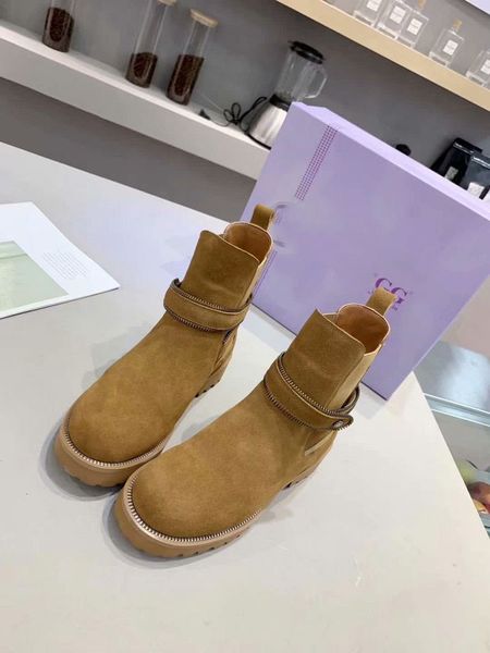 

fashion warm snow boots designer shoes cowhide suede plus velvet antiskid boots low heel flat shoes 35-40