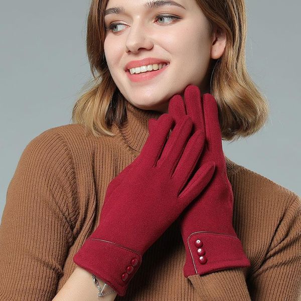 

missky winter women gloves solid color warm wear fluffy hand cover cold-proof sports riding touch screen gloves for female, Blue;gray