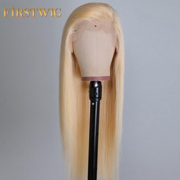 

blonde lace front wig 613 human hair wigs for black women pre plucked with baby hair straight brazilian 13x4 firstwig, Black;brown