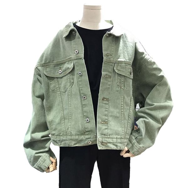 

new bright colors jeans jackets women's lapel long sleeve coat casual denim jacket for women plus size clothing basic coat, Black;brown