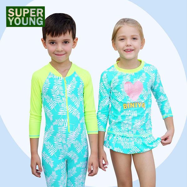 

boys girls cartoon print swinsuit baby rashguard kids anti-uv swimwear children swimming surf suit toddler beach wear sportswear