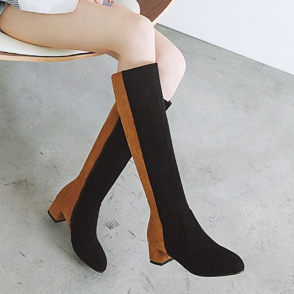 

high boots 2018 new fashion elegant autumn and winter warm short plush boots long tube with large size women's, Black