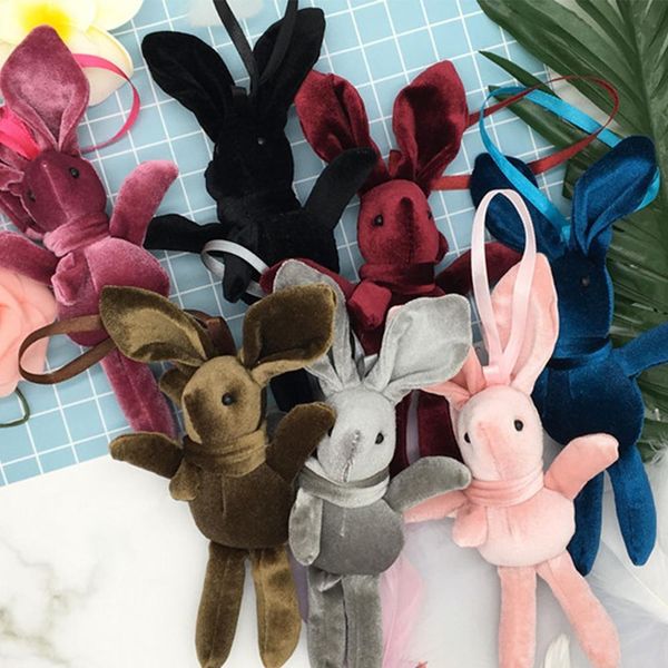 

new brand 1pc 20cm mini plush rabbit toys bag keychain pendant pp cotton soft stuffed toy bouquet doll holiday christmas gift