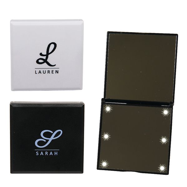 

personalized led makeup folding compact pocket mirror perfect gift for bridal party wedding bridesmaid flower girl birthday