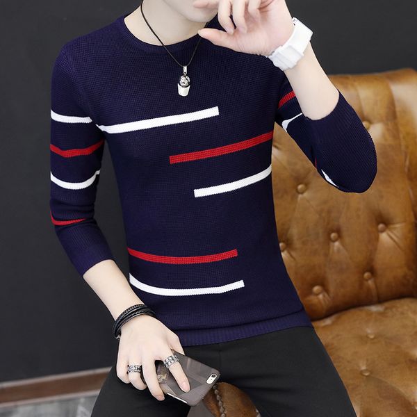 boo 2020 spring season new men's sweater bottoming sweater teen line, White;black