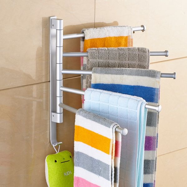 

stainless steel punch towel bar rotating towel rack bathroom kitchen wall-mounted polished rack holder hardware